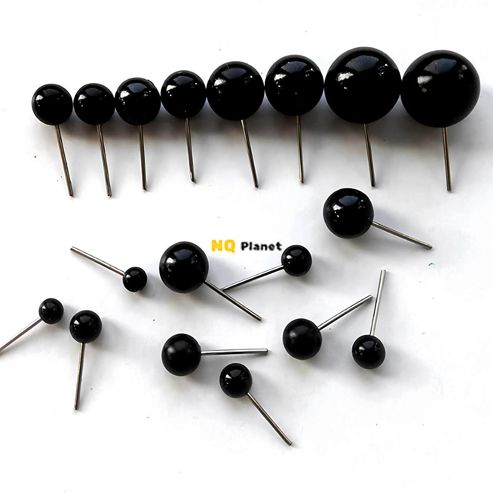 NQ Planet DIY Eyes 4mm/5mm/6mm Black Beans Needle Type Glass Eyes Balls Doll Eyeballs