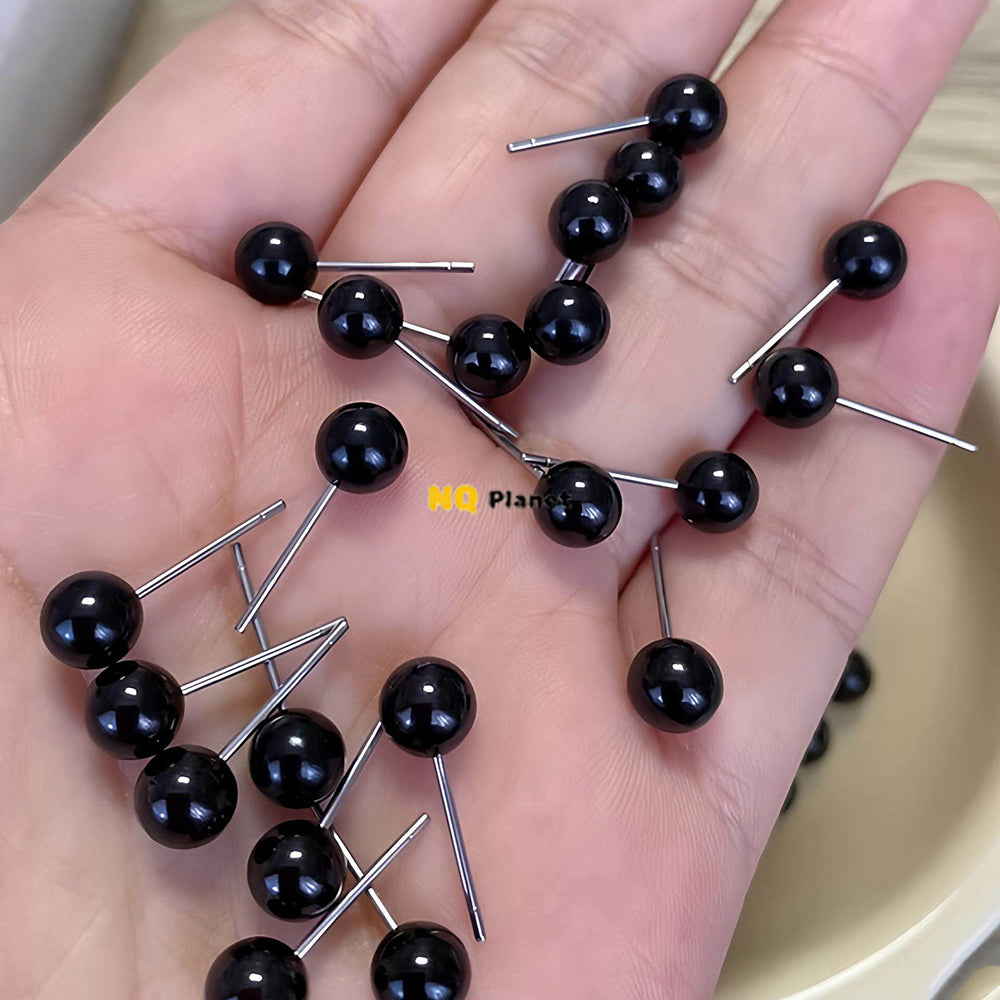 NQ Planet DIY Eyes 4mm/5mm/6mm Black Beans Needle Type Glass Eyes Balls Doll Eyeballs
