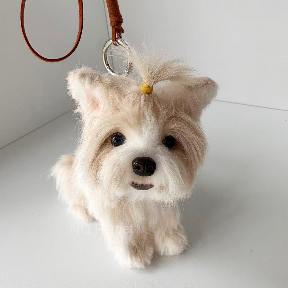 NQ Planet Custom Handmade Dog Keychain Biewer Terrier Making with 20mm Faux Rabbit Hair Twist Wire Stick