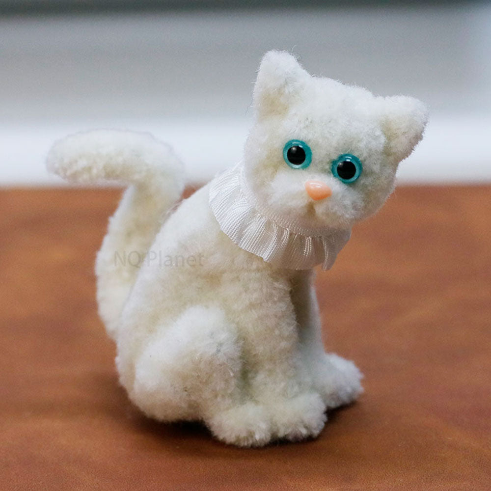NQ Planet Miniature White Cat Making with 6mm Wool Pipe Cleaner Ready To Ship