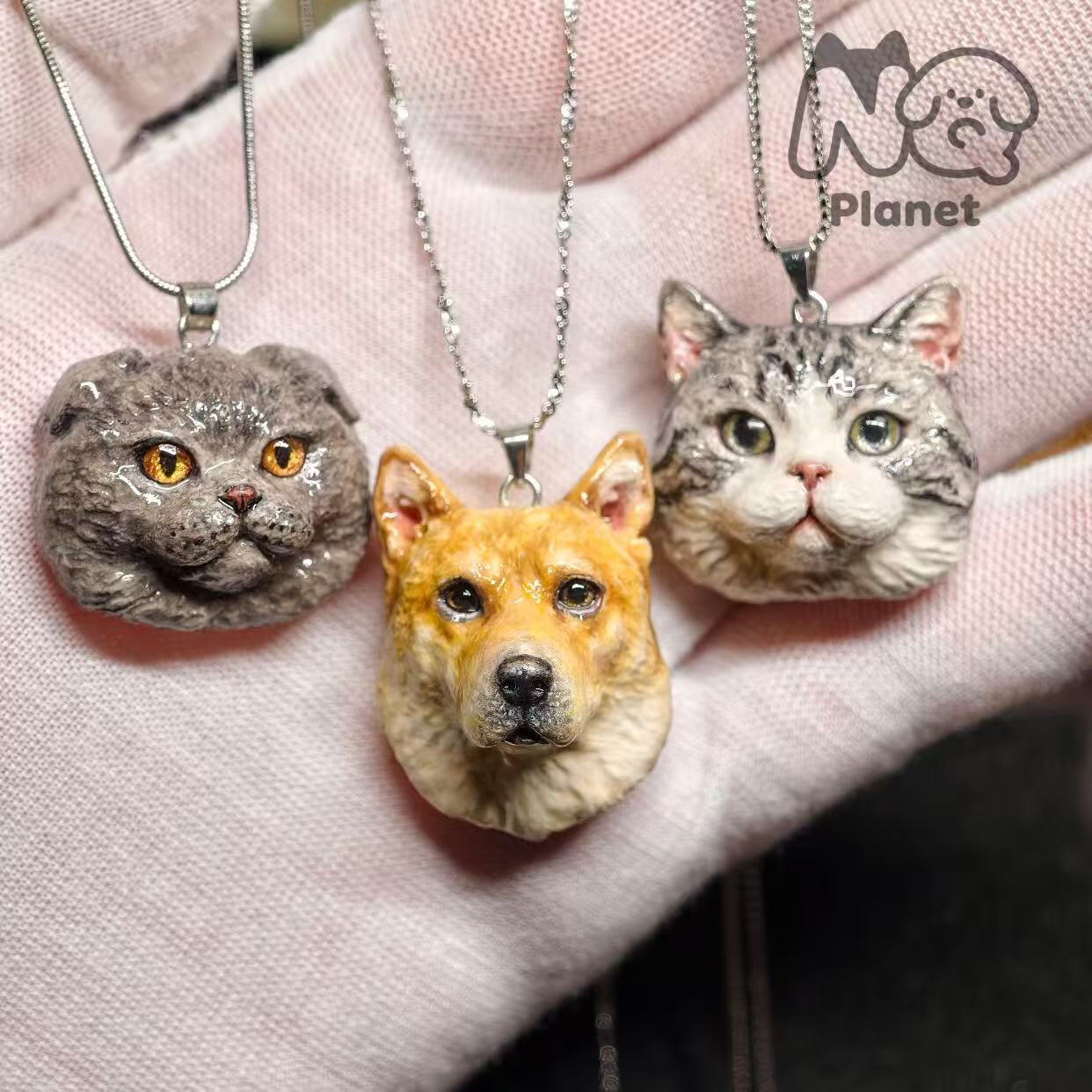 NQ Planet Clay Necklace Custom Made Dog and Cat Head Necklaces